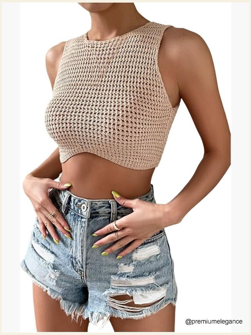 Crochet Crop Tank Top Hollow Out Sleeveless Knit Trendy Vest